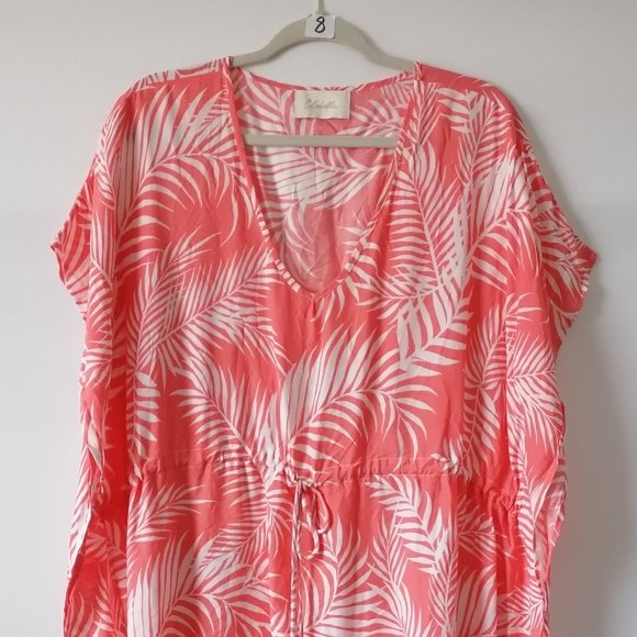 Cleobella Womens Pink V-Neck Tie Waist Tropical Swimwear Kimono Cover Up OS - Picture 3 of 7